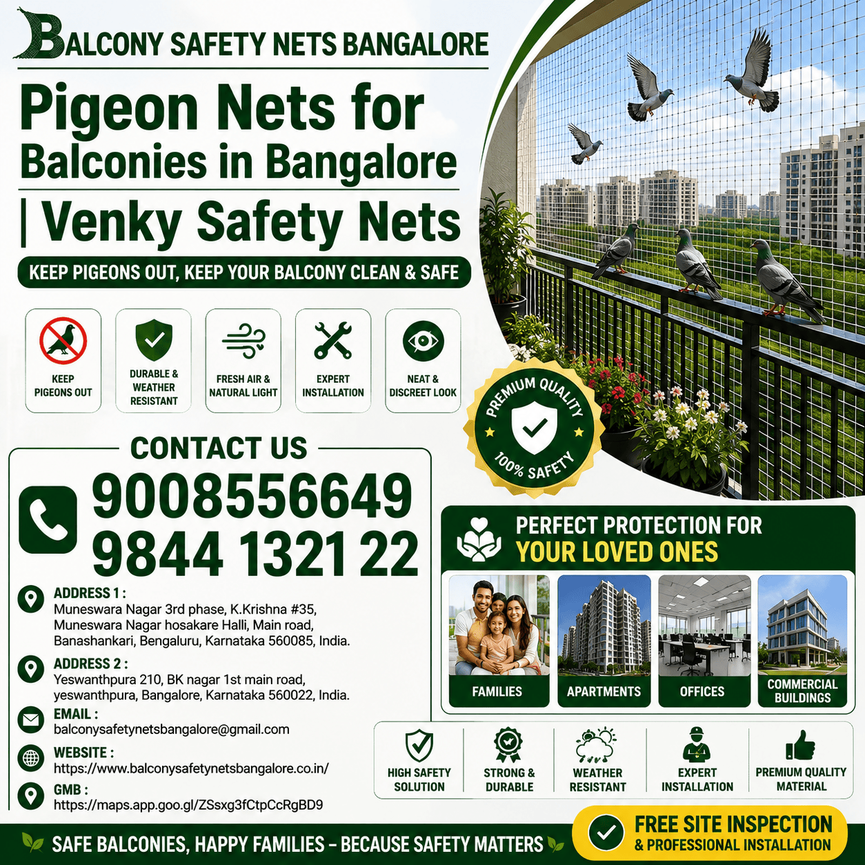Best Pigeon Nets for Balconies in Bangalore | Venky Safety Nets 8 Featured image